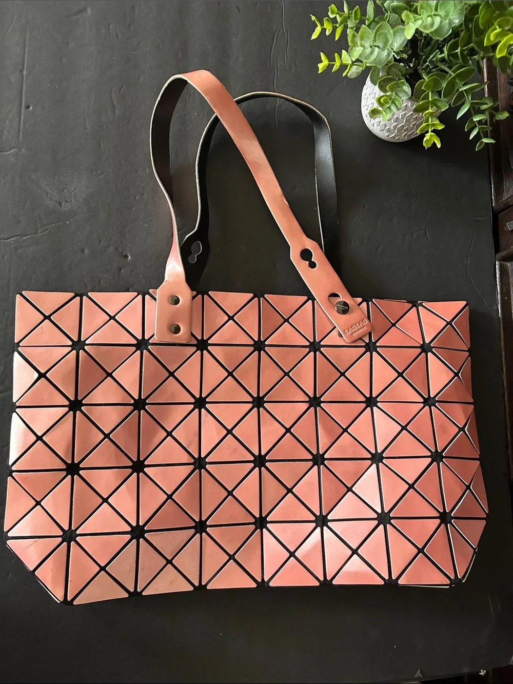 Inspired Geometric Tote Bag in Coral Pink
